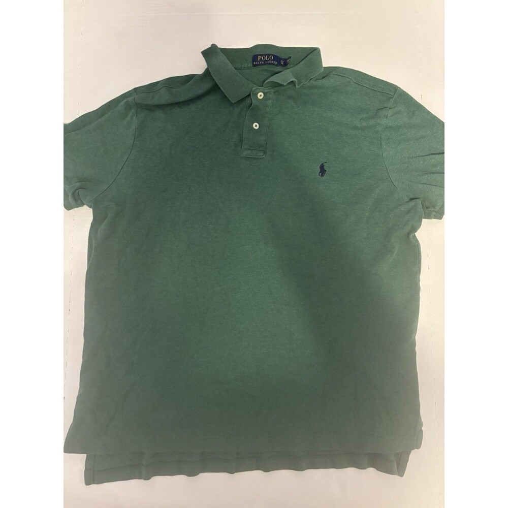 Polo Ralph Lauren Men’s XL Green Solid Polo Collared Short Sleeve Embroidered